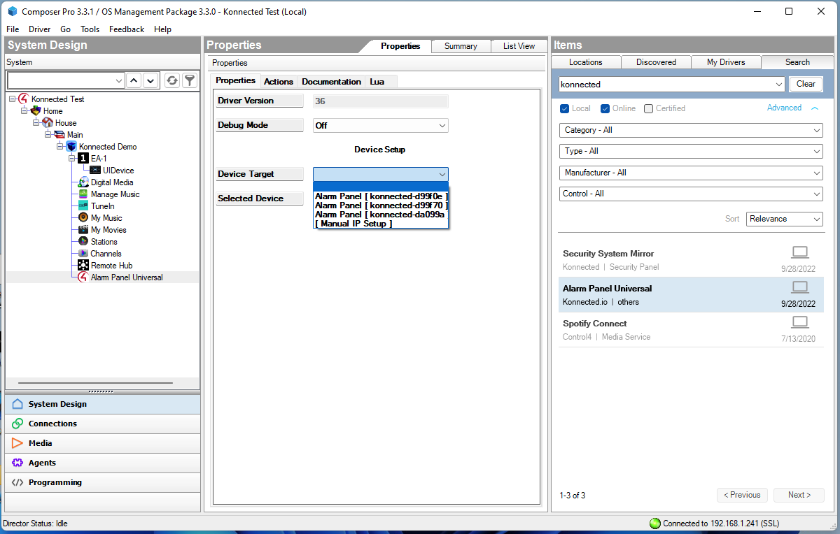Discover & Setup Konnected Alarm Panels in Control4